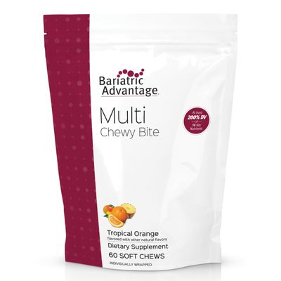 Bariatric Advantage Multi Chewy Bite - Soft Chew Multivitamin for Bariatric Surgery Patients - Chewable Multivitamin with Folic Acid, Vitamin D3 & More - Tropical Orange Flavor - 60 Count
