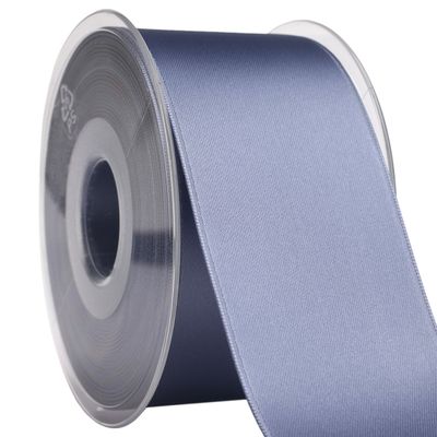 Morex Ribbon 03550/25-574 DF Swiss Satin Ribbon 2" X 27 YD Smoke Blue Ribbon for Gift Wrapping, Birthday Gift Cards, Satin Dress for Women, Silk Ribbons for Crafts, Wedding Gifts for Couple