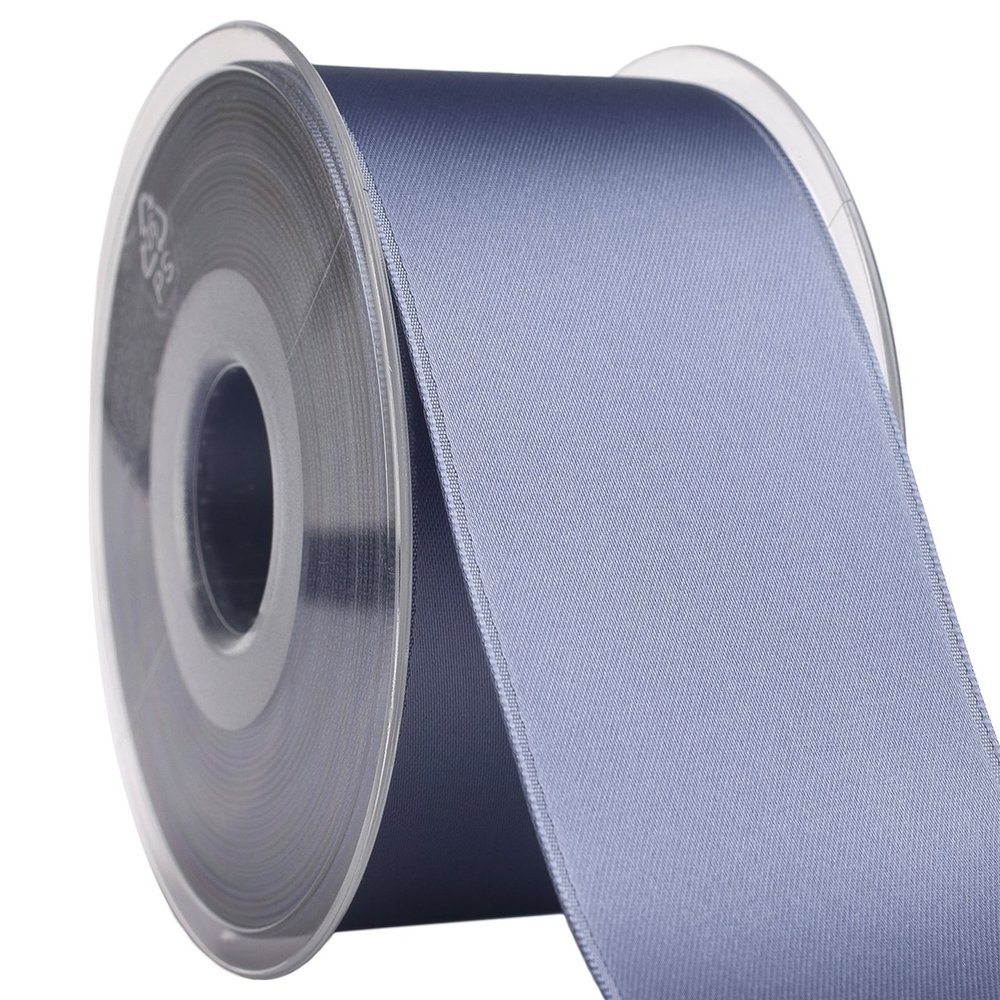 Morex Ribbon 03550/25-574 DF Swiss Satin Ribbon 2" X 27 YD Smoke Blue Ribbon for Gift Wrapping, Birthday Gift Cards, Satin Dress for Women, Silk Ribbons for Crafts, Wedding Gifts for Couple
