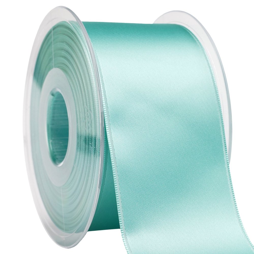 Morex Ribbon 03550/25-319 DF Swiss Satin Ribbon 2" X 27 YD Tiara Blue Ribbon for Gift Wrapping, Birthday Gift Cards, Satin Dress for Women, Silk Ribbons for Crafts, Wedding Gifts for Couple