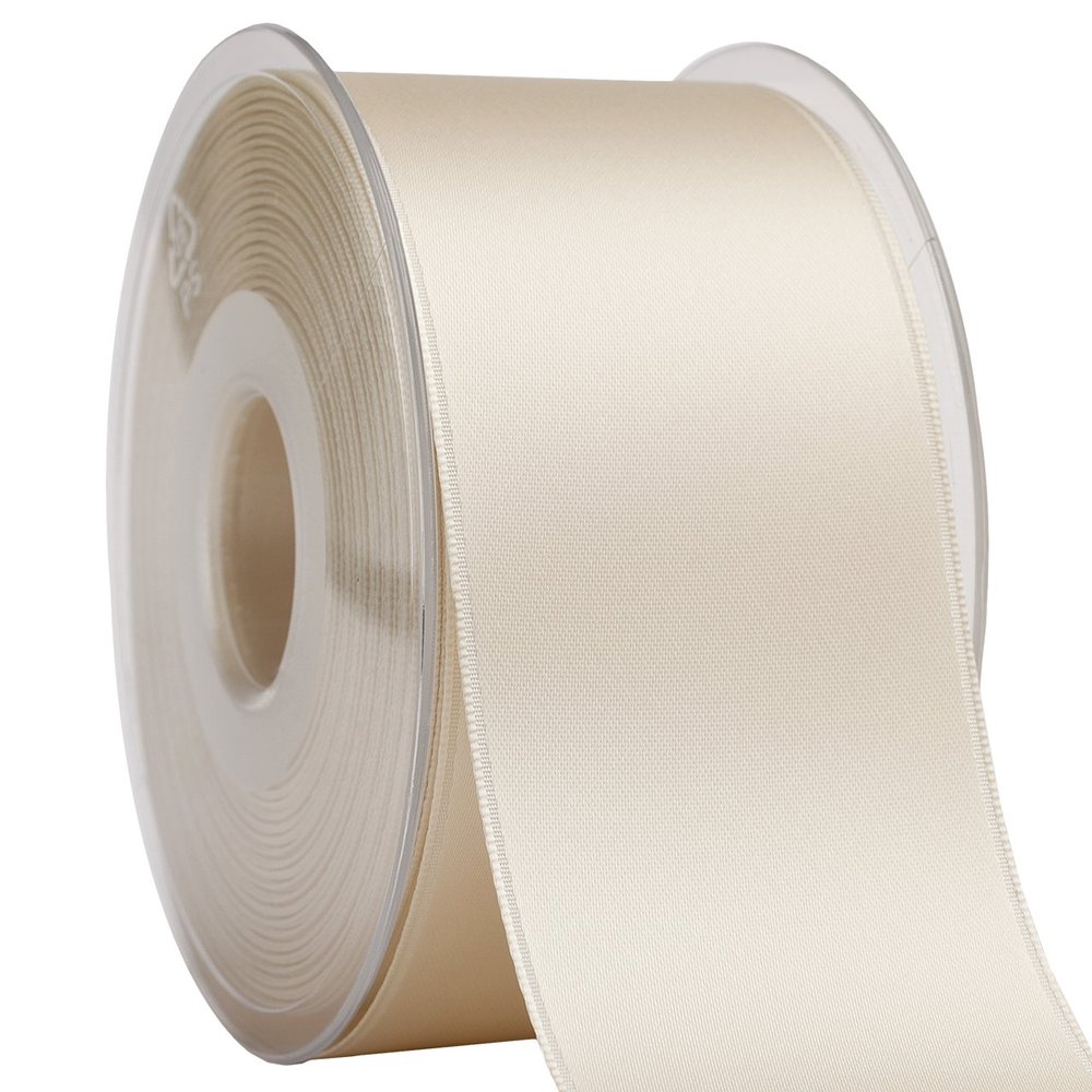 Morex Ribbon DF Swiss Satin Ribbon, Cream, 2 inch by 27 Yards