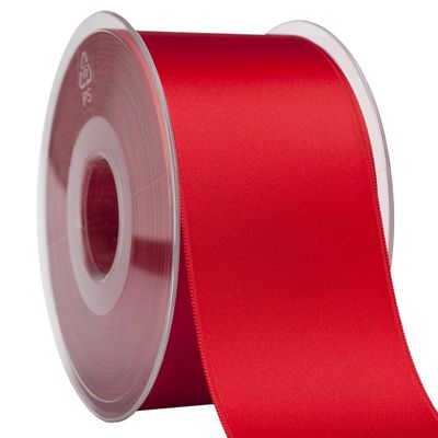 Morex Ribbon 03550/25-025 DF Swiss Satin Ribbon 2" X 27 YD Flame Red Ribbon for Gift Wrapping, Birthday Gift Cards, Satin Dress for Women, Silk Ribbons for Crafts, Wedding Gifts for Couple