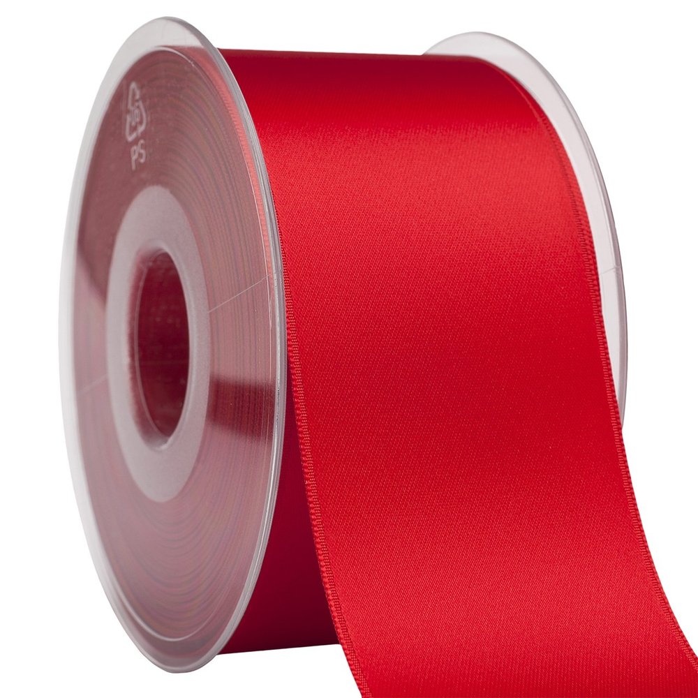 Morex Ribbon 03550/25-025 DF Swiss Satin Ribbon 2" X 27 YD Flame Red Ribbon for Gift Wrapping, Birthday Gift Cards, Satin Dress for Women, Silk Ribbons for Crafts, Wedding Gifts for Couple