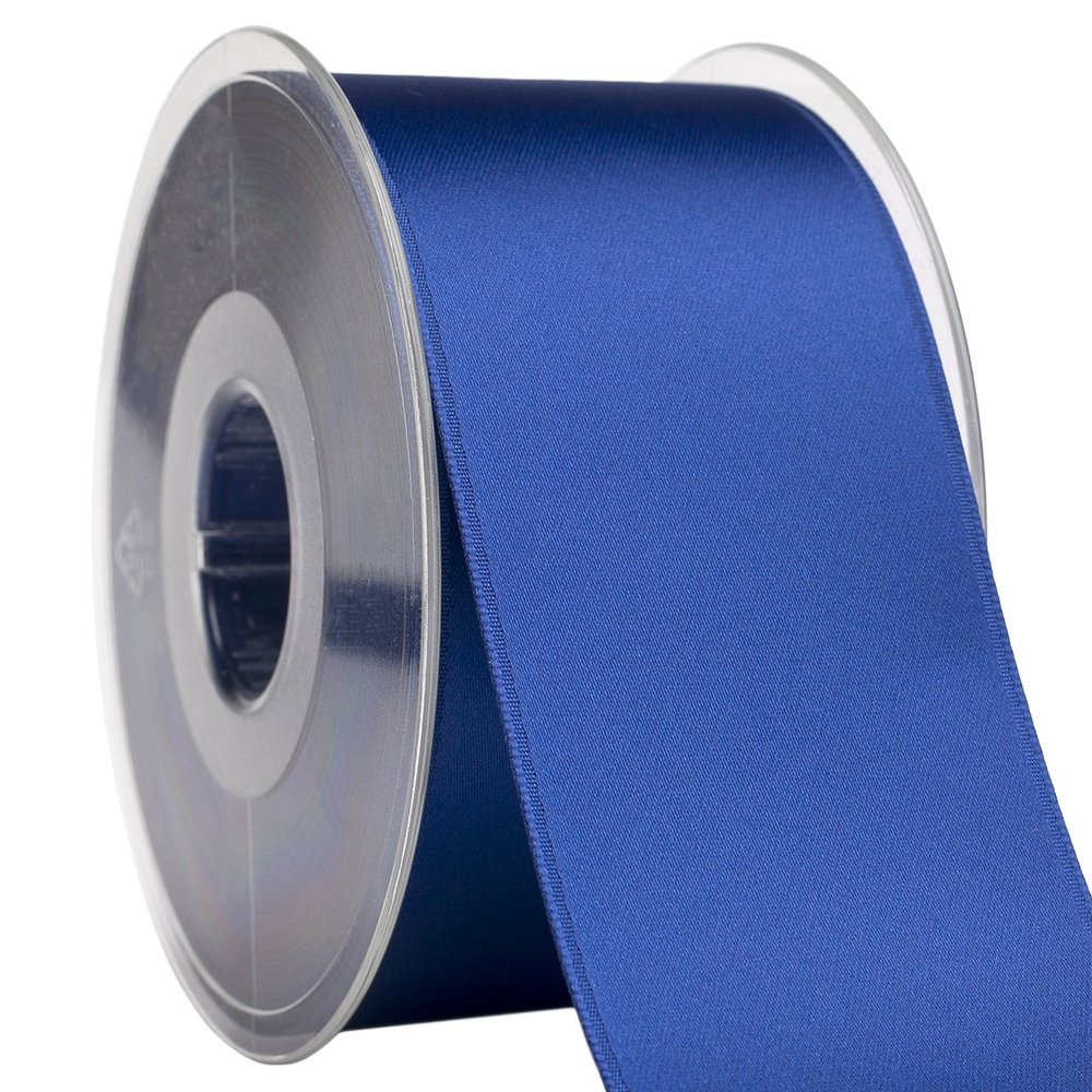 Morex Ribbon 03550/25-558 DF Swiss Satin Ribbon 2" X 27 YD Deep Blue Ribbon for Gift Wrapping, Birthday Gift Cards, Satin Dress for Women, Silk Ribbons for Crafts, Wedding Gifts for Couple