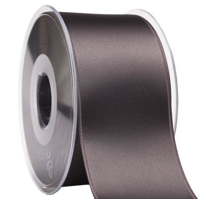 Morex Ribbon 03550/25-715 DF Swiss Satin Ribbon 2" X 27 YD Dark Grey Ribbon for Gift Wrapping, Birthday Gift Cards, Satin Dress for Women, Silk Ribbons for Crafts, Wedding Gifts for Couple