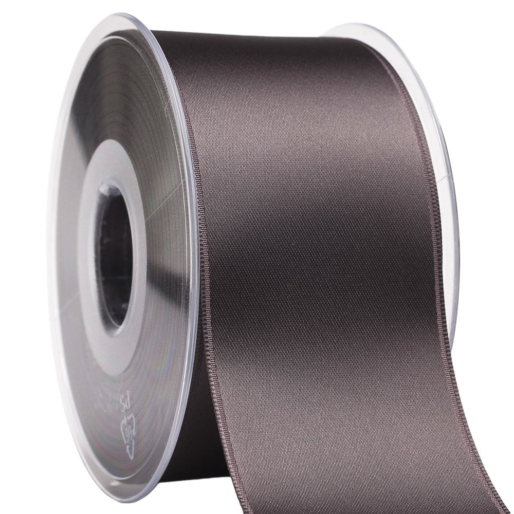 Morex Ribbon 03550/25-715 DF Swiss Satin Ribbon 2" X 27 YD Dark Grey Ribbon for Gift Wrapping, Birthday Gift Cards, Satin Dress for Women, Silk Ribbons for Crafts, Wedding Gifts for Couple