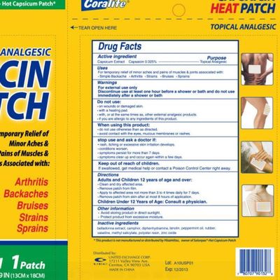 10 Pc Coralite Capsaicin Heat Patch Hot Pads Pain Relief Therapy Press Pack Wrap