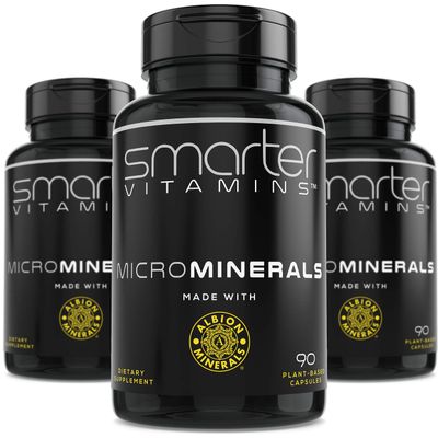 (3 Bottles) 15mg Zinc Glycinate from Albion 6 Essential Trace Bisglycinate Minerals, Manganese, Boron, Chromium, Selenium, Molybdenum Supplement 90 Plant-Based Vegan Capsules