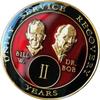 2 Year Founders Red Tri-Plate AA Medallion Bill & Bob Chip II view 1