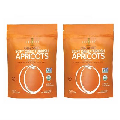 Amphora International All Natural Organic Soft Dried Turkish Apricots, 6 Oz Each (Pack of 2)