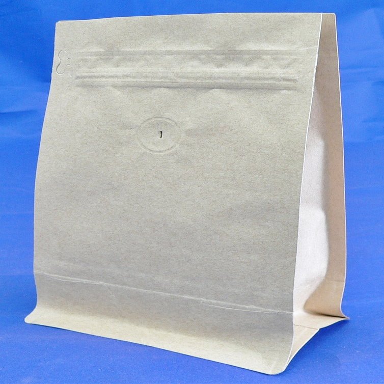 BAP 12 oz Kraft Stand Up Gusseted Flat Block Bottom, Zipper,Valve (50 pcs)