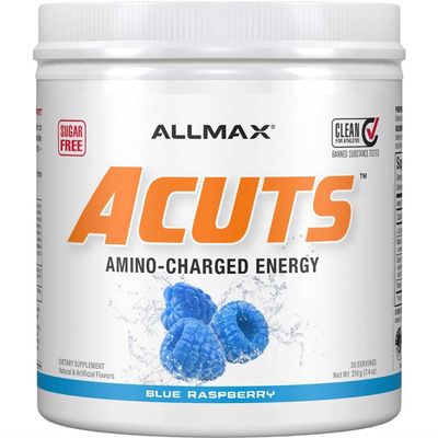 ALLMAX A:CUTS Amino-Charged Energy Drink, Blue Raspberry - 210 g - with Caffeine, Green Coffee Extract, L-Carnitine & 2000 mg of Taurine - Sugar & Gluten Free - 30 Servings