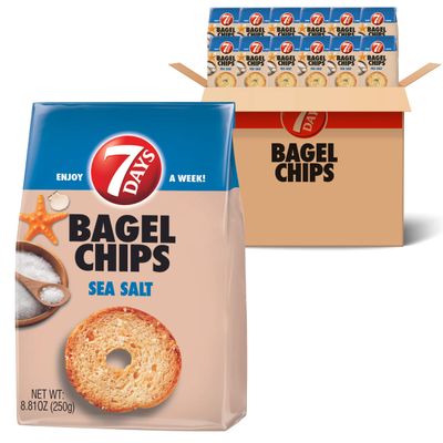 7 Days Bagel Chips, Sea Salt, 8.81 oz Bag (Pack of 12)