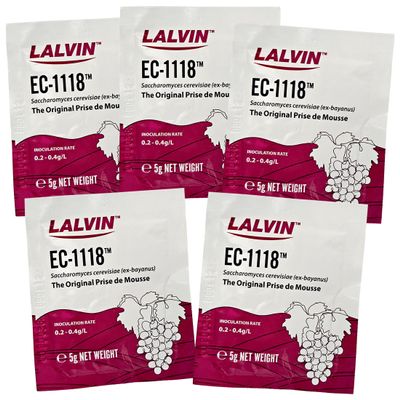 5x Lalvin EC-1118 Champagne Yeast 5g Sachet