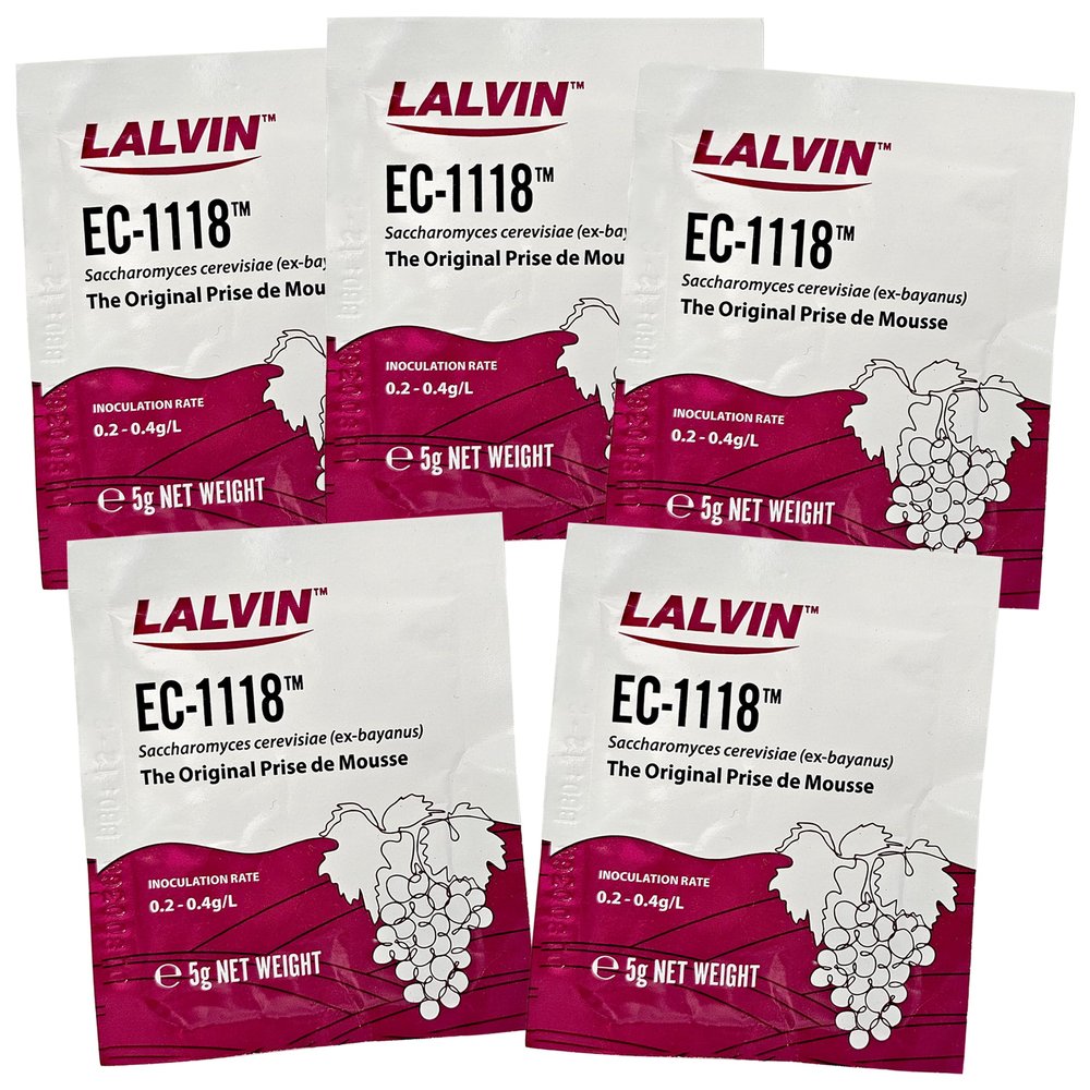 5x Lalvin EC-1118 Champagne Yeast 5g Sachet