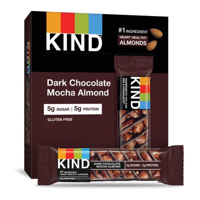 KIND Bars, Dark Chocolate Mocha Almond, Gluten Free, Low Sugar, 1.4oz, 4 Count (Pack of 12)