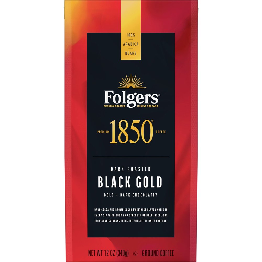 1850 Black Gold Dark Roast Ground Coffee, 12 oz