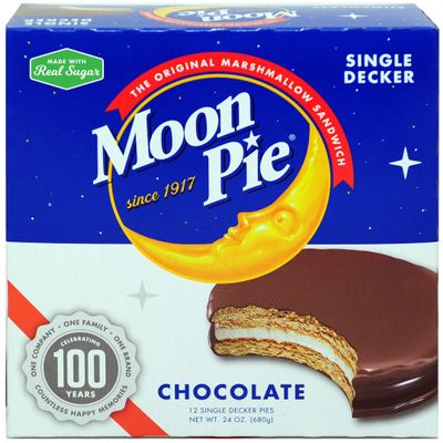 MoonPie Single Decker Chocolate Marshmallow Sandwich -(96Count Total) | Chocolate Covered Graham Cracker & Marshmallow Pie, 2 Ounce (Pack of 8)
