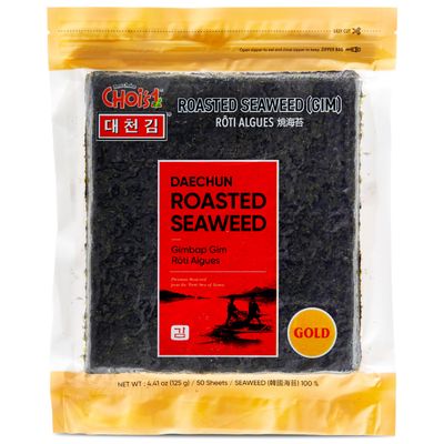 CHOI's 1(Daechun) Roasted Seaweed, Gim, Sushi Nori /(50 full sheets) /Gold Grade/Product of Korea/Kimbap, Gimbap, Keto, Gluten Free, Full of Fiber, Vitamin, Mineral, High protein