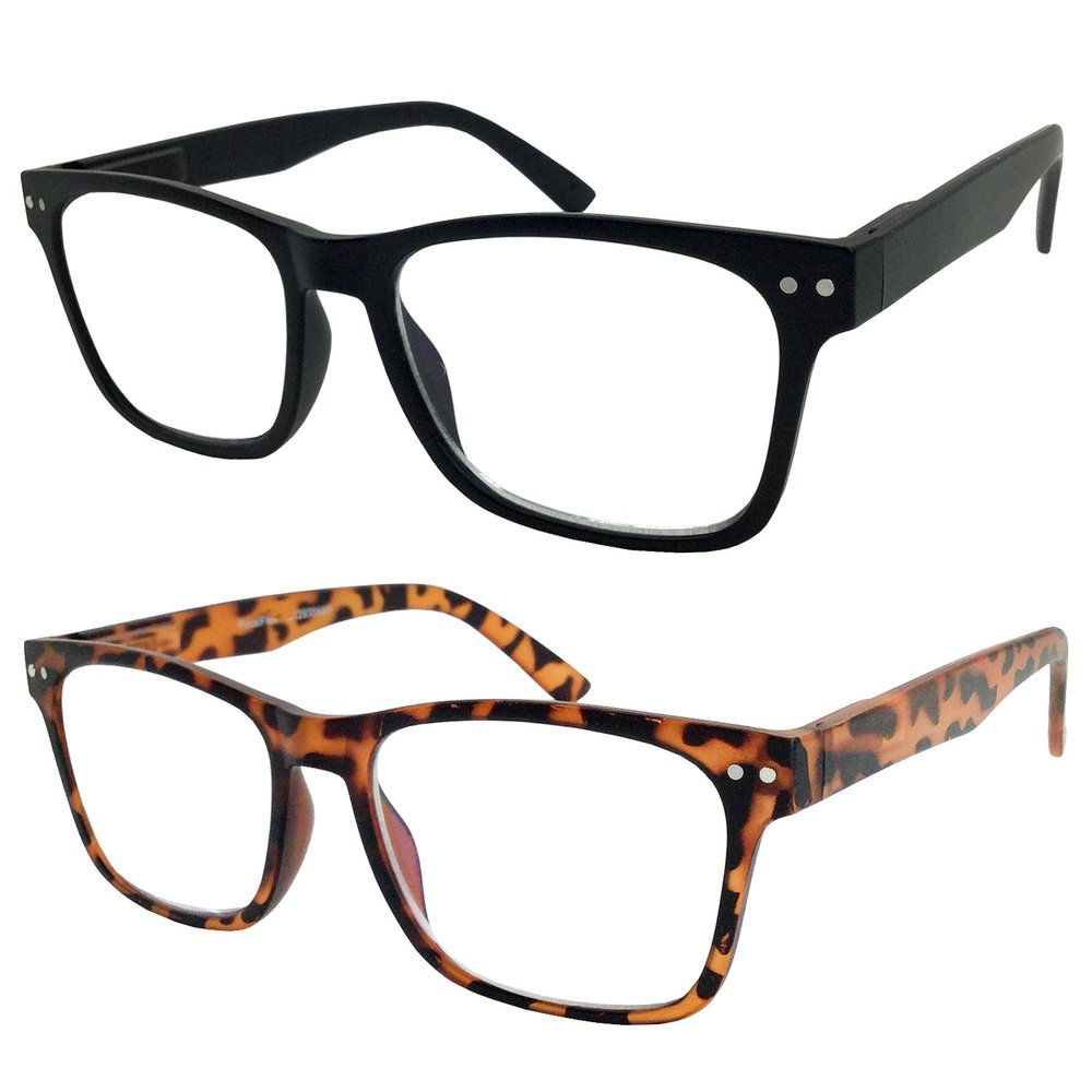 2 Pack Bulk Multi Focus 3 Power Progressive Reading Glasses - No Line (1 Black, 1 Tortoise, 2.50)