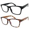2 Pack Bulk Multi Focus 3 Power Progressive Reading Glasses - No Line (1 Black, 1 Tortoise, 1.00) view 1