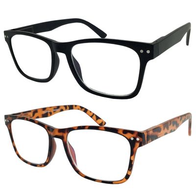 2 Pack Bulk Multi Focus 3 Power Progressive Reading Glasses - No Line (1 Black, 1 Tortoise, 3.50)