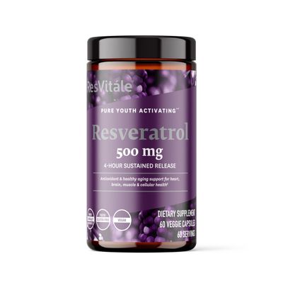 ResVitle Resveratrol 500 mg - Resveratrol Supplement for Men and Women - 60 Veggie Capsules