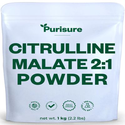 Purisure L Citrulline Malate 2:1 Powder, 1 kg, Supplement and Nitrate for Strength Performance and Energy, Pre-Workout L Arginine L Citrulline Supplement Powder, 334 Servings