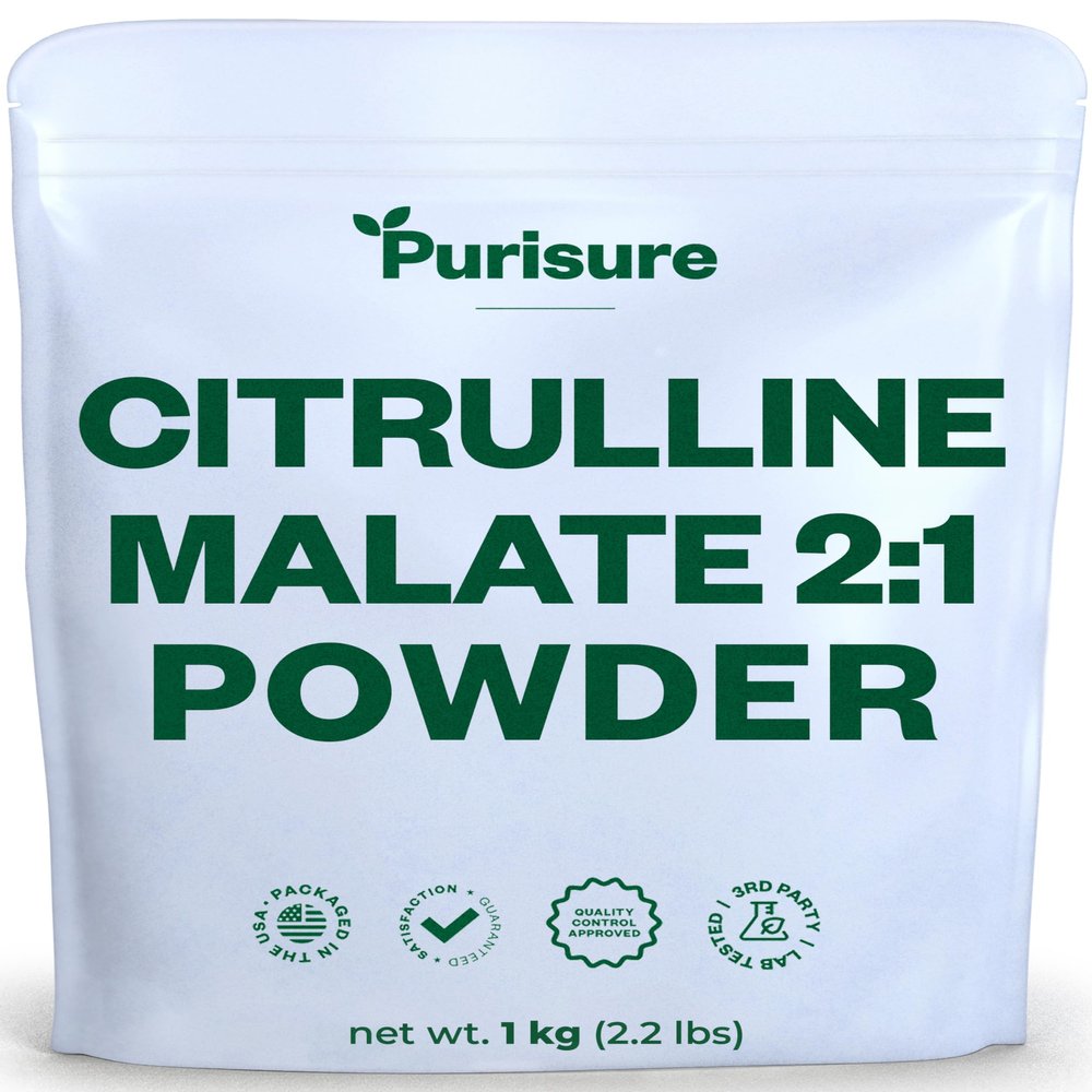 Purisure L Citrulline Malate 2:1 Powder, 1 kg, Supplement and Nitrate for Strength Performance and Energy, Pre-Workout L Arginine L Citrulline Supplement Powder, 334 Servings
