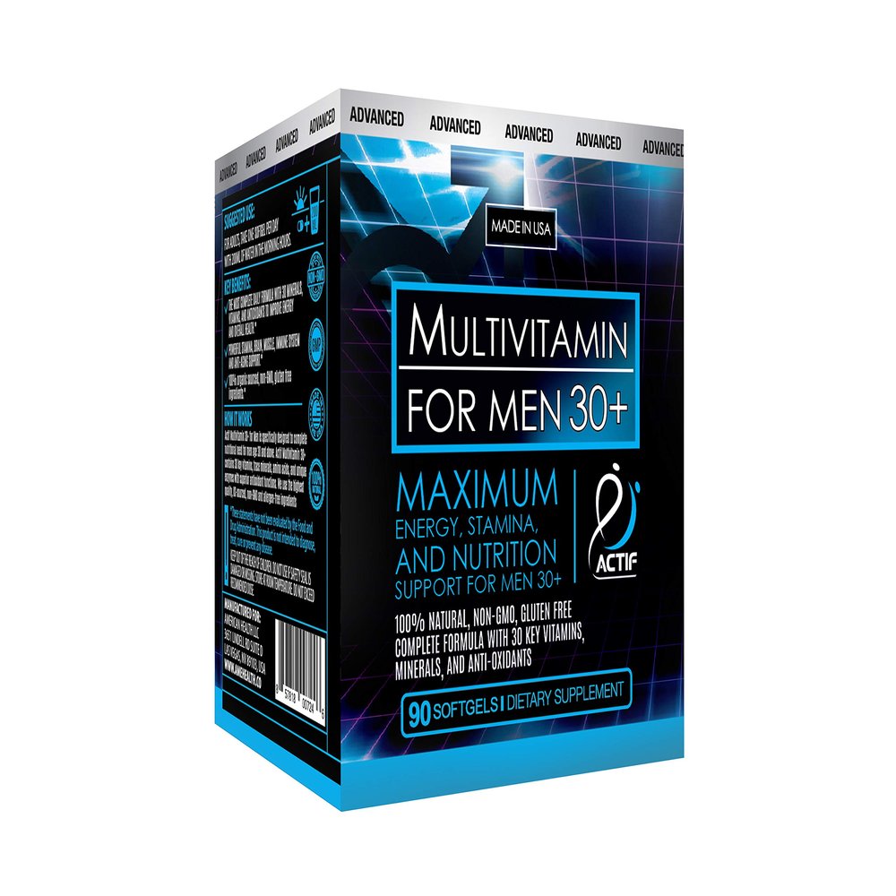 ACTIF Organic Multivitamin for Men Age 30+ with 30 Organic Vitamins and Organic Herbs, Non-GMO, Made in USA, 90 Count