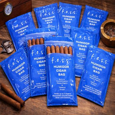 10" x 6" F.e.s.s. Cigar Medium Travel Humidor Bag, Resealable and Reusable Humidor Bag for Cigars (10)