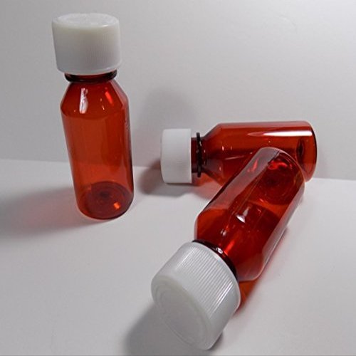 1 Ounce Hard-Side Graduated Oval Amber Plastic Medicine Bottles and Caps 6 Pack Great for Travel Will NOt Crush