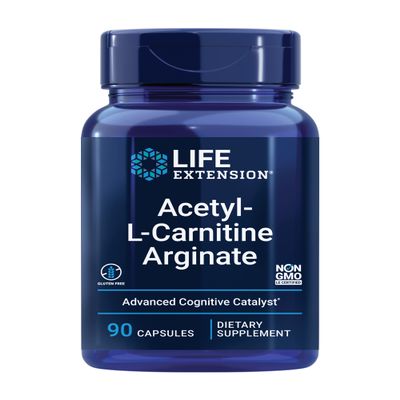 Life Extension Acetyl-L-Carnitine Arginate, Advanced Brain & Nerve Health, Cellular Energy Support, Gluten-Free, Non-GMO, 90 Capsules