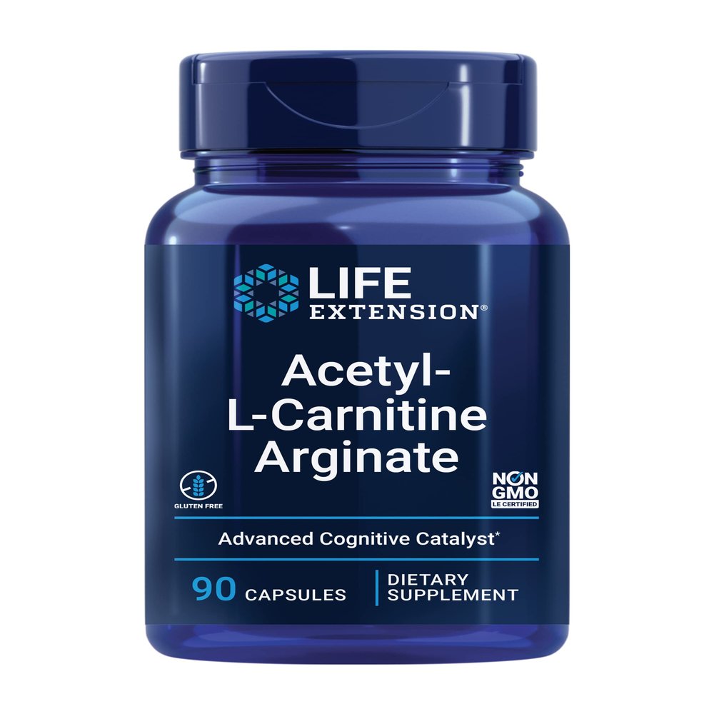 Life Extension Acetyl-L-Carnitine Arginate, Advanced Brain & Nerve Health, Cellular Energy Support, Gluten-Free, Non-GMO, 90 Capsules