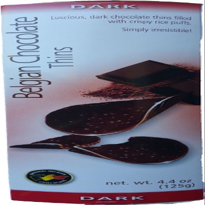 Belgian chocolate thins 4.4oz, pack of 1 (dark)