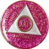 21 Year AA Medallion Glitter Pink Tri-Plate Chip XXI view 1
