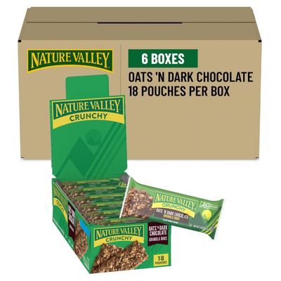 Nature Valley Crunchy Granola Bars, Oats N Dark Chocolate, 1.48 Oz, 18 Count (Pack of 6)
