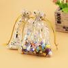 100pcs Organza Wedding Party Gift Bags Rose Pattern Sheer Drawstring Pouches Jewelry Gift Bags Christmas Party Gift Favor Bags (white-gold, 6"x9") view 2