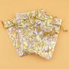 100pcs Organza Wedding Party Gift Bags Rose Pattern Sheer Drawstring Pouches Jewelry Gift Bags Christmas Party Gift Favor Bags (white-gold, 6"x9") view 3
