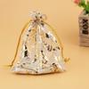 100pcs Organza Wedding Party Gift Bags Rose Pattern Sheer Drawstring Pouches Jewelry Gift Bags Christmas Party Gift Favor Bags (white-gold, 6"x9") view 4
