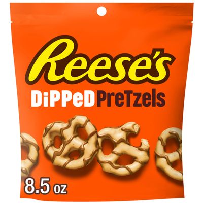 REESE'S Chocolate and Peanut Butter Candy Dipped Pretzels Bag, 8.5 oz
