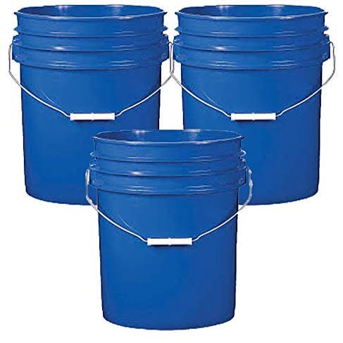 5 Gallon (20L) Plastic Buckets, 3-Pack - Blue