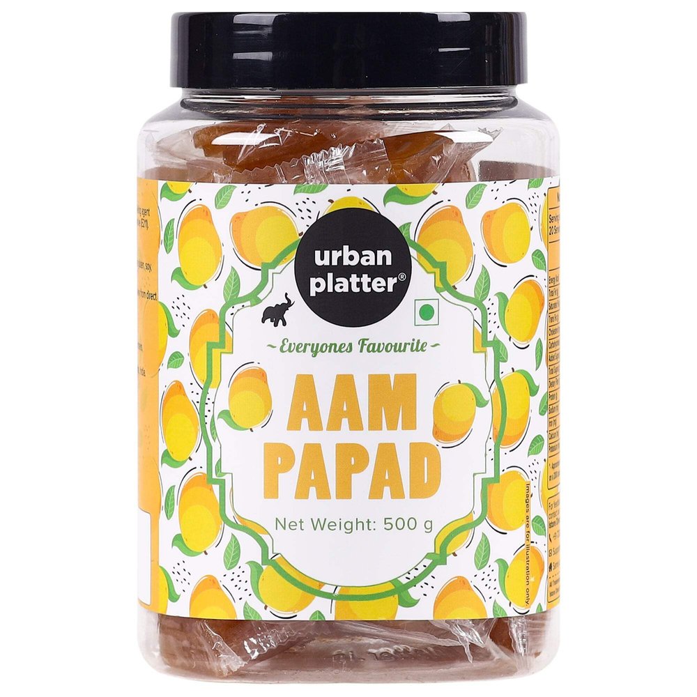Urban Platter Aam Papad | 17.64 Oz (500g) | Indian Mango Fruit Leather | Sweet & Tangy Snack | Made from Real Mango Pulp | Soft, Chewy & Delicious Candy | Vegan & Preservative-Free