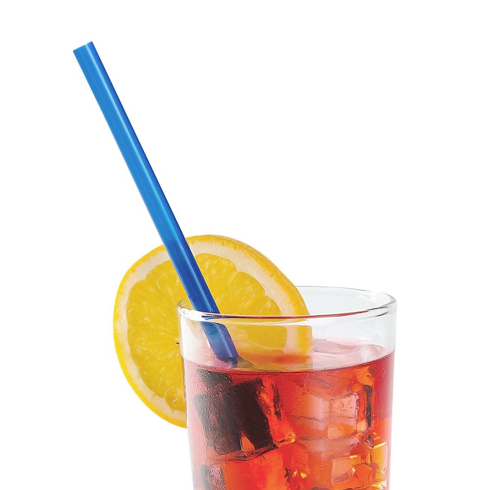 AmerCare 9 Inch Giant Blue Paper Wrapped Straws, Case of 1200