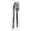 AmerCareRoyal 2-in-1 Disposable Silverware Heavy Weight Plastic Utensil Set with Fork and Knife - Individually Wrapped Cutlery Meal Kit, Black, Case of 1000 view 1