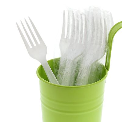AmerCareRoyal Heavy Weight Individually Wrapped Disposable Polystyrene Plastic Forks for Restaurants and Catering, White, Pack of 1000