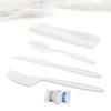 AmerCareRoyal 6-in-1 Disposable Silverware Heavy Weight Plastic Utensil Set with Teaspoon, Fork, Knife, Salt & Pepper Packets, 13x17 Napkin - Individually Wrapped Cutlery Meal Kit, White, Case of 250 view 1