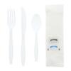AmerCareRoyal 6-in-1 Disposable Silverware Heavy Weight Plastic Utensil Set with Teaspoon, Fork, Knife, Salt & Pepper Packets, 13x17 Napkin - Individually Wrapped Cutlery Meal Kit, White, Case of 250 view 3