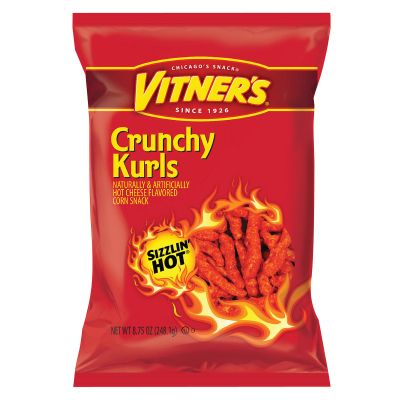 Vitner's Flaming Hot Cheese Crunchy Curls A Chicago Original 8.75oz Bag