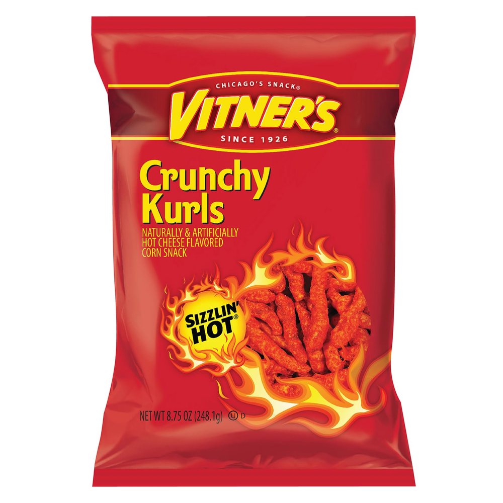 Vitner's Flaming Hot Cheese Crunchy Curls A Chicago Original 8.75oz Bag